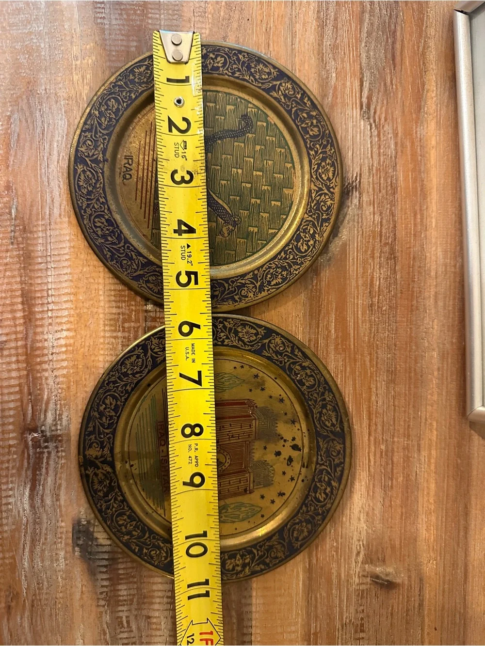 Vintage Iraq Brass Wall Plates Set of 2 Ishtar Gate Babylon 5.5” Decor
